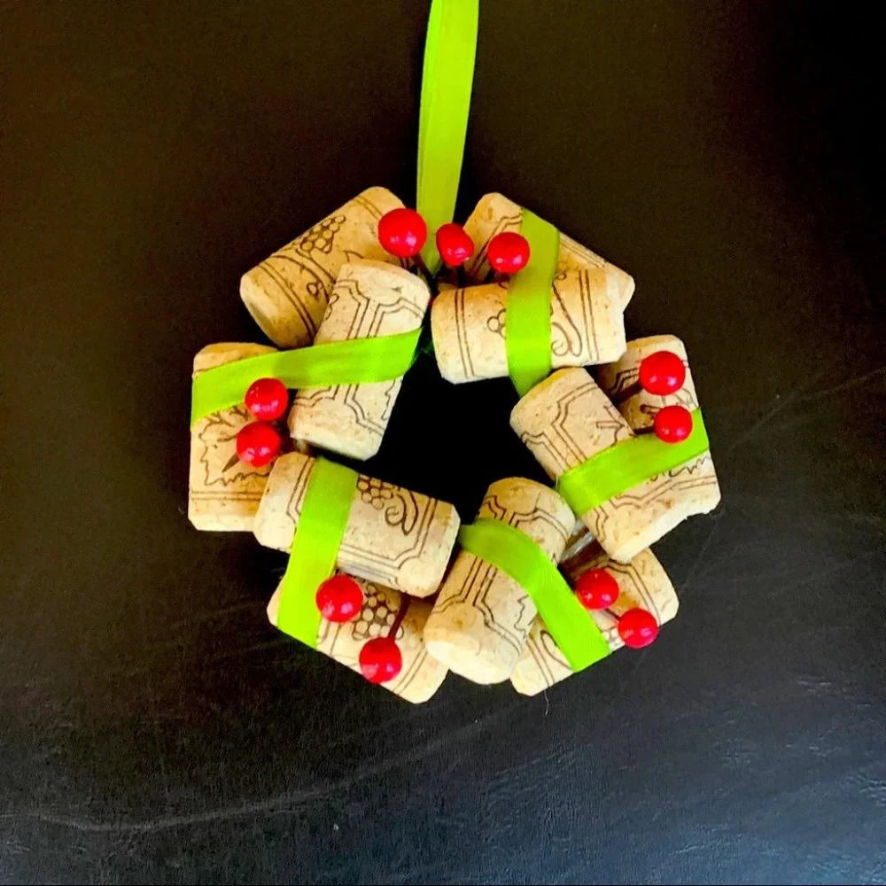 Holiday Christmas Wine Cork Decoration Wreath